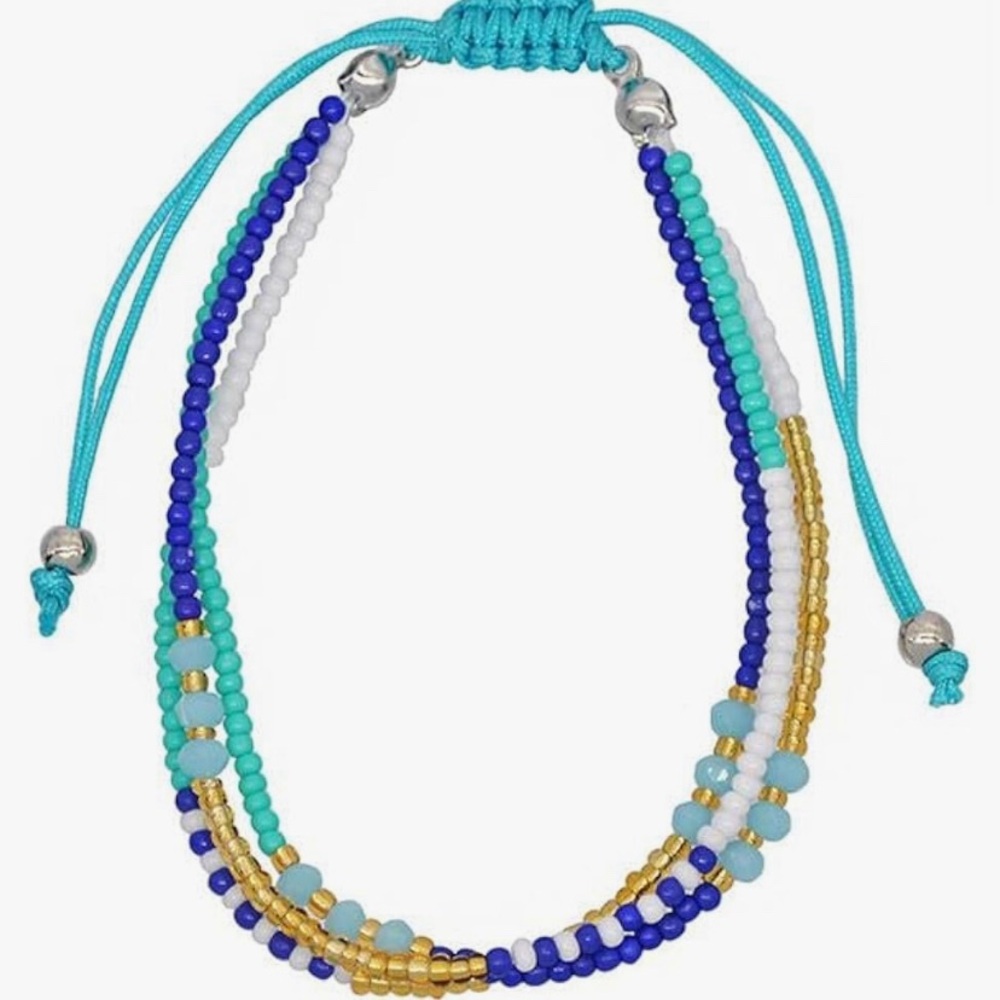 Omons 1pc Fashion Beaded Rope Bracelet Bohemian Style Crystal Adjustable Blue